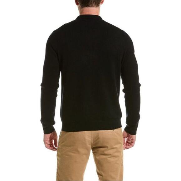 Amicale Small Cashmere 1/4 Zip Black Cashmere Polo Shirt Long Sleeve Workwear - Picture 2 of 5